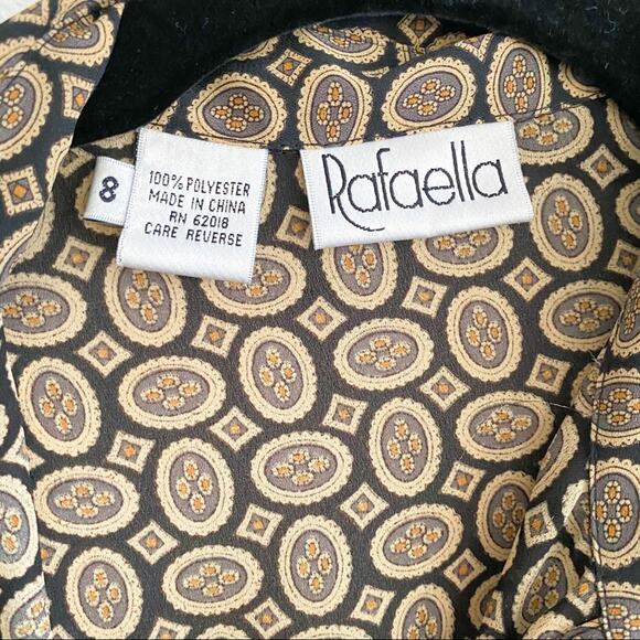 Vintage Rafaella Black Brown Patterned Blouse Size 8 - Picture 5 of 7